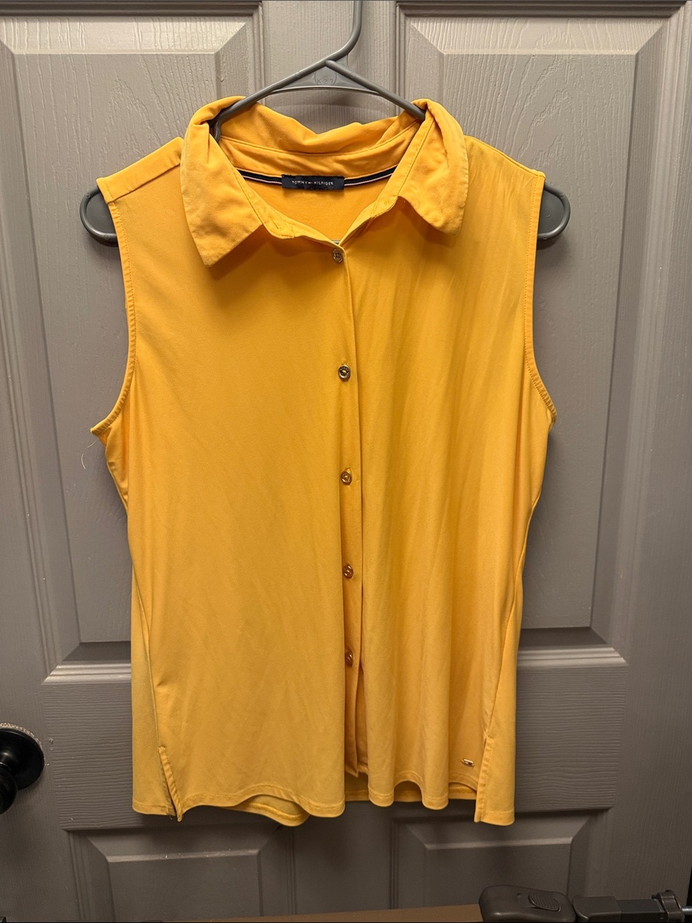 Tommy Hilfiger Yellow Sleeveless Button-Up Tank